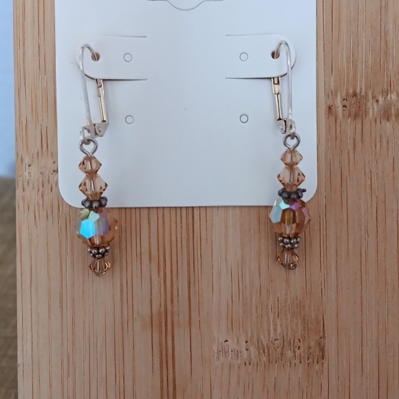 Silver Tone Leverback Beaded Earrings - Picture 2 of 6